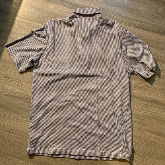 STUSSY Polo Shirt, Short Sleeve, Blue/White Pattern, Men's Large - Picture 5 of 5